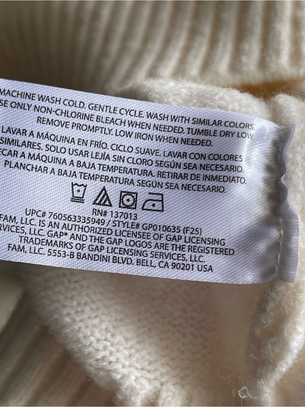 Gap NWT Men's XXL Cream Crewneck Sweater - Picture 6 of 8